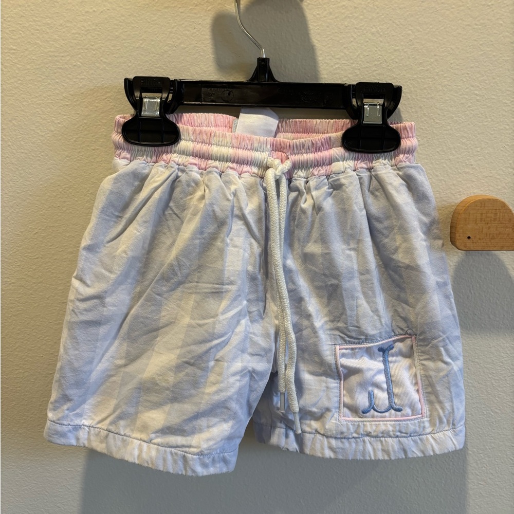 Kids Swim Trunks with Pink and White checkered